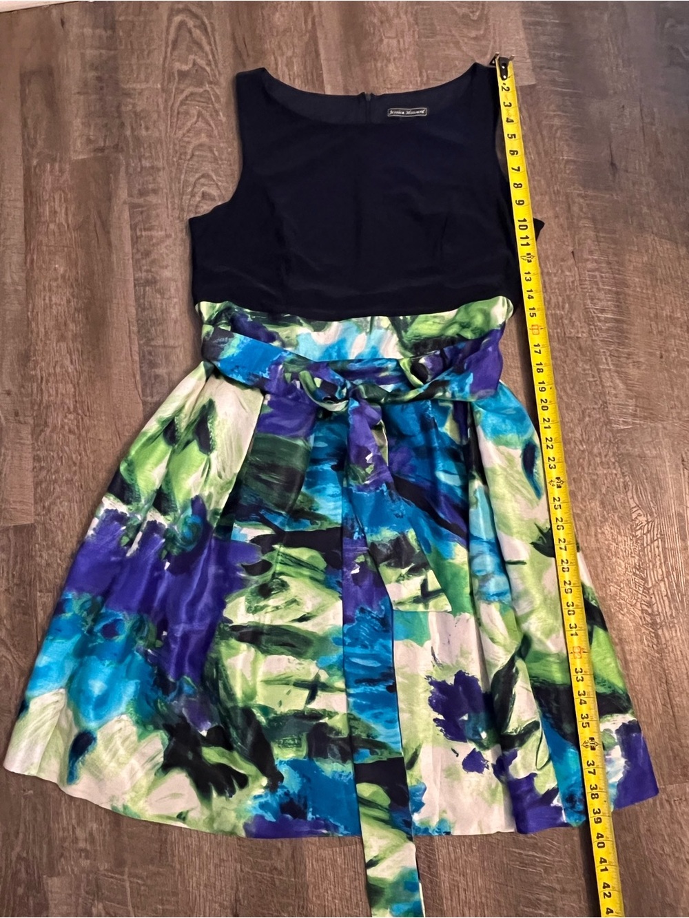 Jessica Howard Women Size 18 Navy Blue Sleeveless Dress with belt